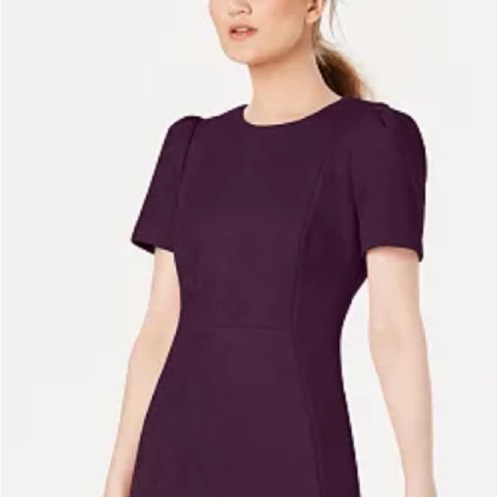 Calvin Klein Faux Suede Fit & Flare Dress Plum Purple NWT Size 4